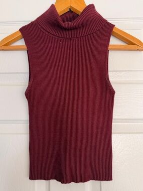 Kendall & Kylie Ribbed Mock Neck Sleeveless Tank Size S